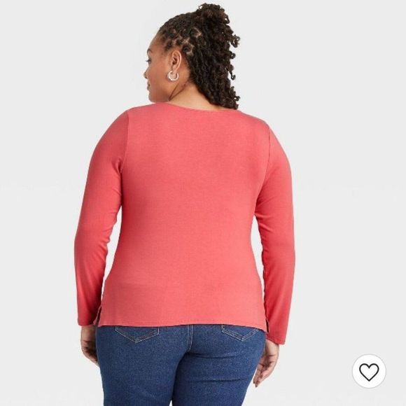 Ava and Viv Coral Long Sleeve Gathered Front Top Size 2X New With Tags - Picture 2 of 10